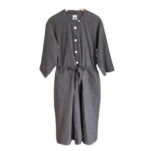 NWT Black/White Toast Stack Check 100% Cotton Jumpsuit with Pockets - Small